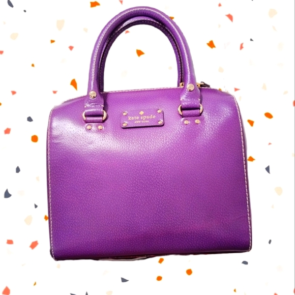 kate spade Handbags - KATE SPADE Purple Satchel with removable strap polkadot lining
